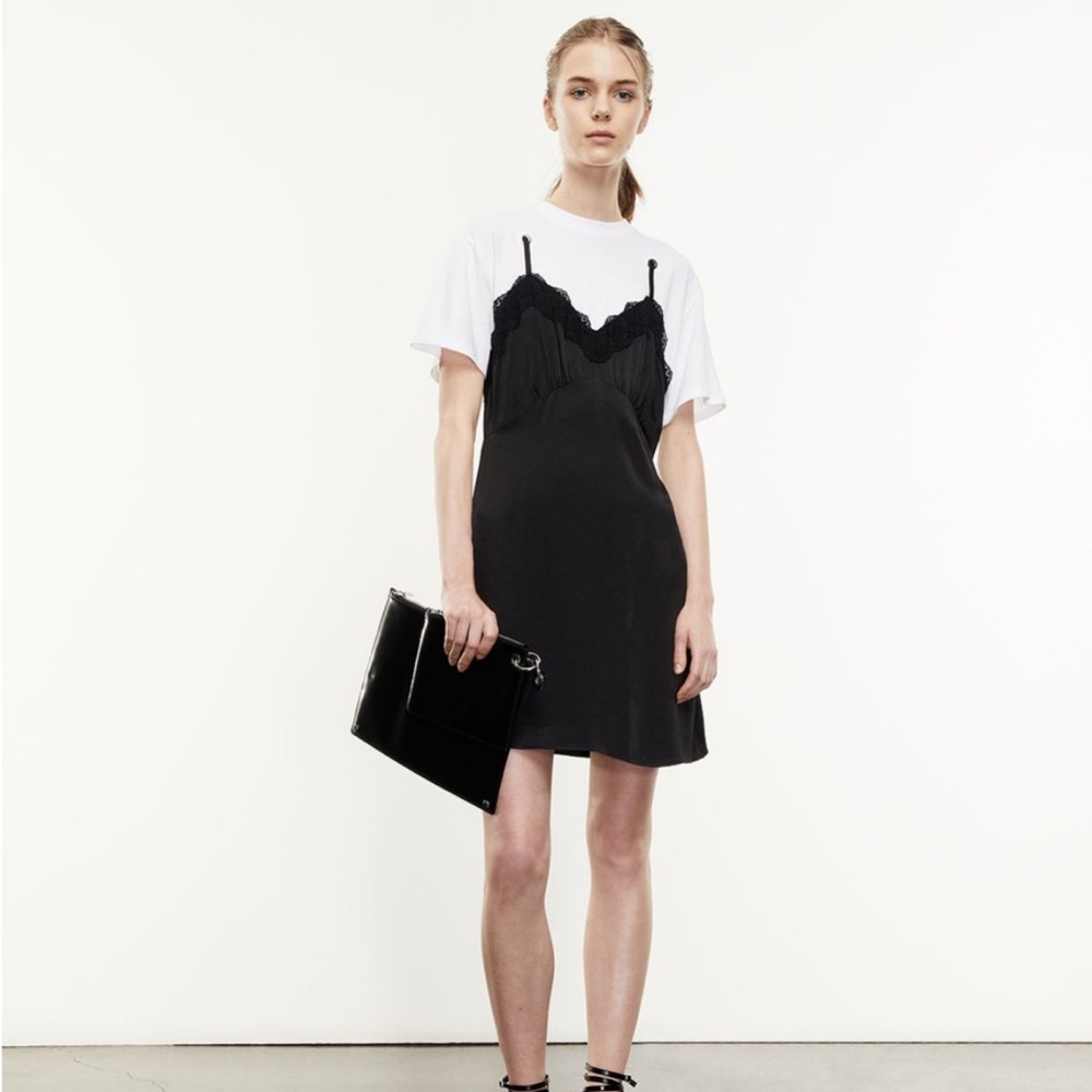 The Kooples Black And White 2-In-1 Babydoll Dress - size 2 brand new with tags